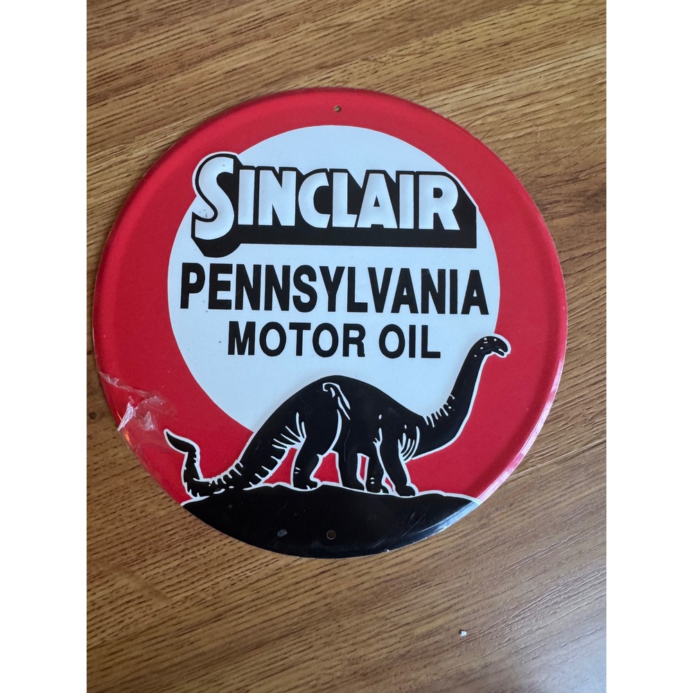 Sinclair Pennsylvania Motor Oil Round Metal Sign Dinosaur Gas Station 12 Inch